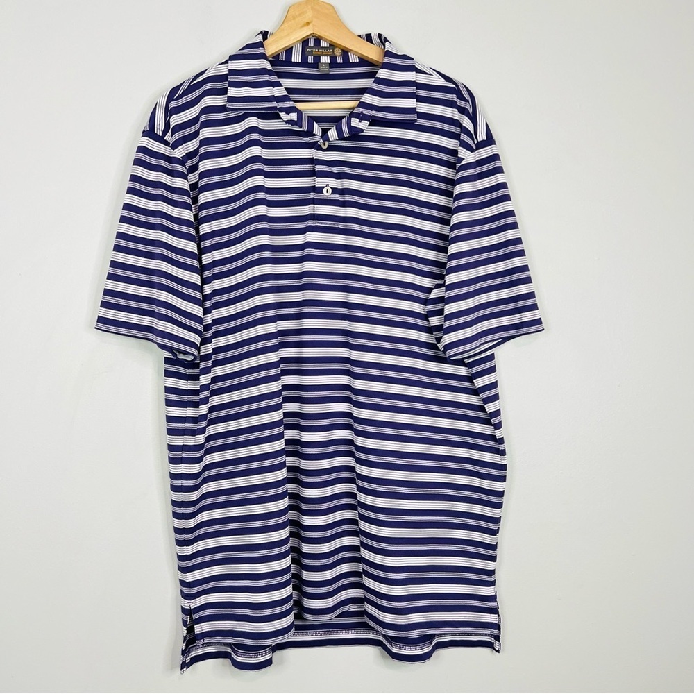 Peter Millar Purple Striped Summer Comfort Golf Polo Large